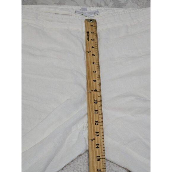Chicos Womens White Pull On Pants Wide Leg Slash Pockets Linen Blend Size 16R - Picture 10 of 12
